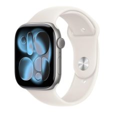 Apple Watch Series 11, 46 mm, Space Gray Aluminum Starlight Sport Band M/L